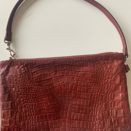 Leather shoulder bag used, burgundy
