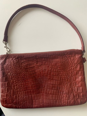 Leather shoulder bag used, burgundy