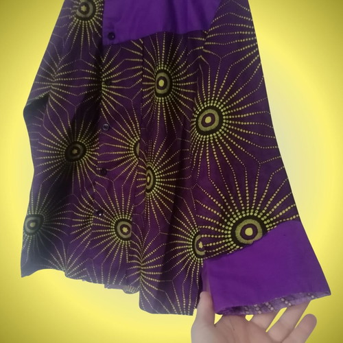 Jacket African Boho Style like new, purple and yellow sun pattern