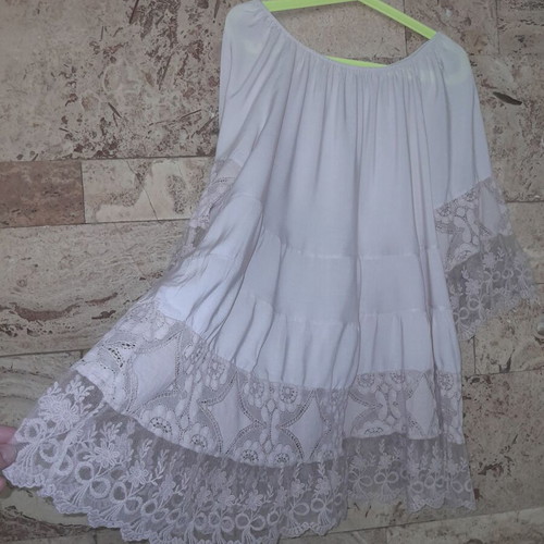 Cacharel women's blouse like new with lace beige, sizes XL to 4XL