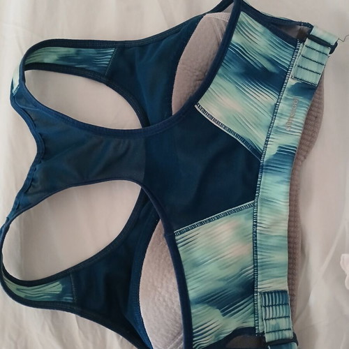 Adidas sports bra used, blue and turquoise, size S