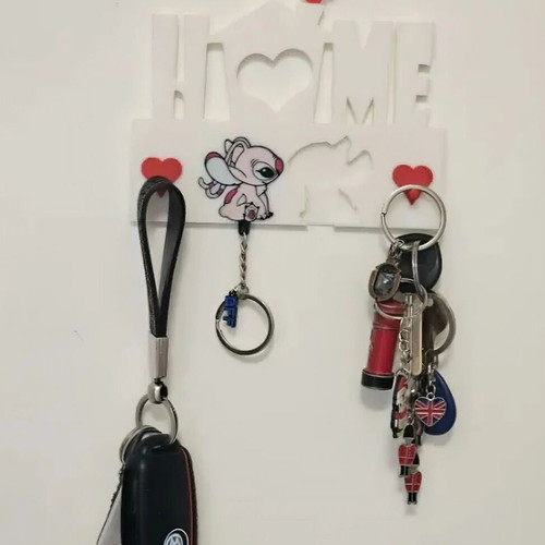 Angel and Stitch key holder made to order with Valentine keychains