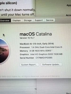 MacBook Air 13" Early 2014 Intel i5 128GB SSD like new