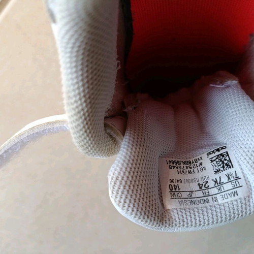 Adidas athletic shoes used, size 24, white and orange