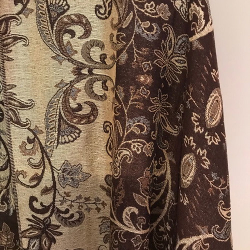 Pashmina scarf double-sided, new, gold and brown floral paisley design