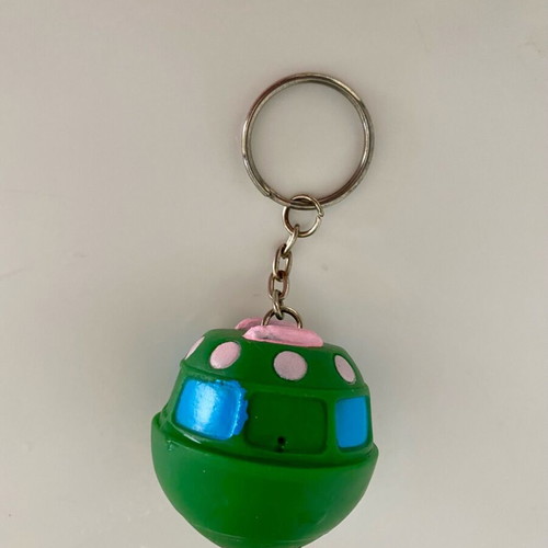 Vintage UFO keychain inflatable flying saucer like new, green