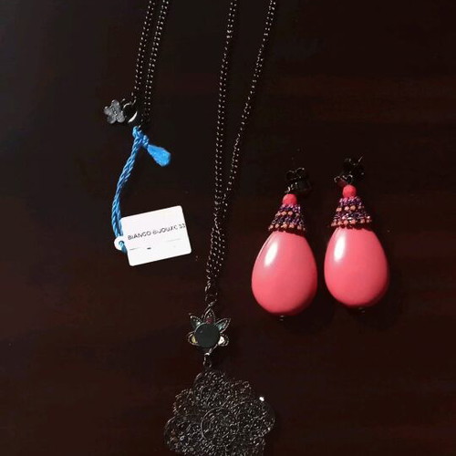 Bianco jewelry set new, colorful turquoise necklace and earrings