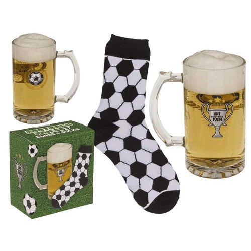 Gift set beer mug and football fan socks