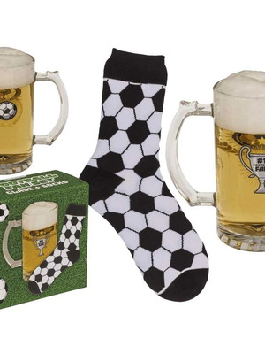 Gift set beer mug and football fan socks