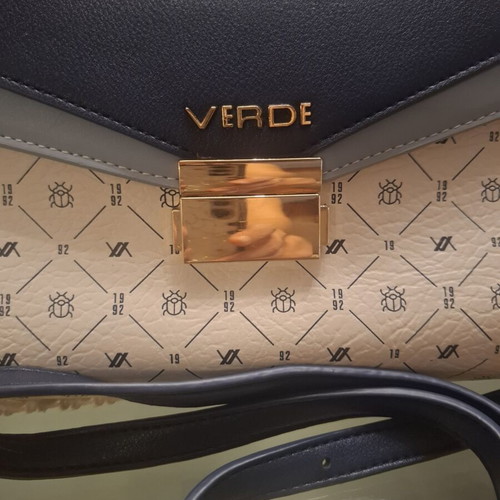 Verde Monogram crossbody bag blue-beige, 25x15 cm