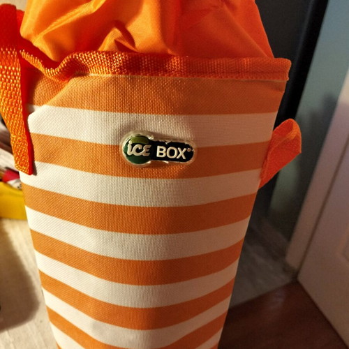 Ice Box Insulated Bottle Holder New, Orange and White