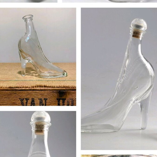 Glass small bottle shaped like stiletto shoe like new