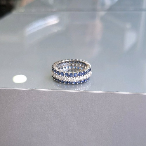 Silver ring with zircon new, size 55, blue and silver