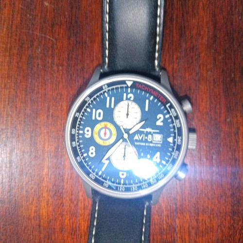 Avi-8 Pilot Watch new, leather strap, blue