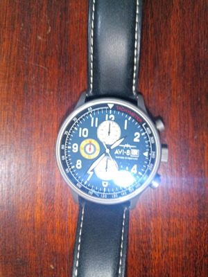Avi-8 Pilot Watch new, leather strap, blue