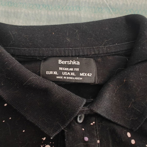 Bershka Polo shirt XL used, black with paint splatter