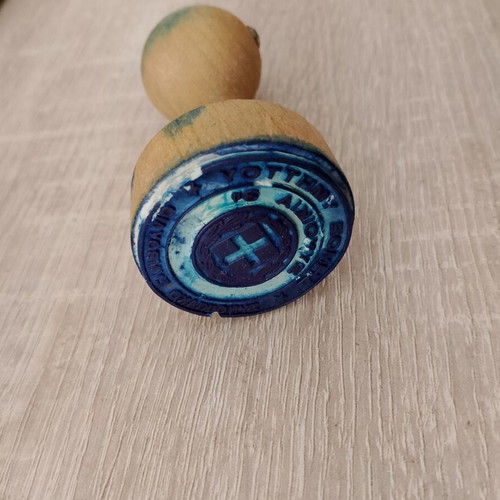 Round stamp used, official Greek public service of Ymittos municipality