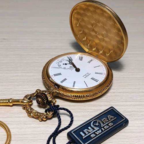 Vintage Inora pocket watch wind-up like new with chain