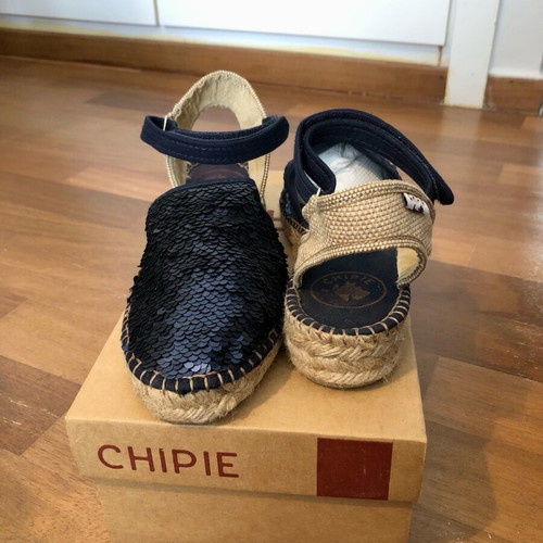Chipie Blue Sequin Espadrilles Size EU 39 Like New with Box