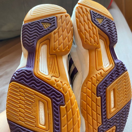 Adidas women's athletic shoes used, white and purple, size 38