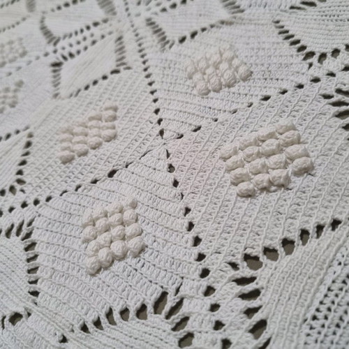 Handmade single knitted blanket used with embossed pattern
