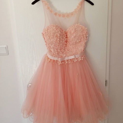 Mini cocktail dress like new with tulle and 3D flowers, size S