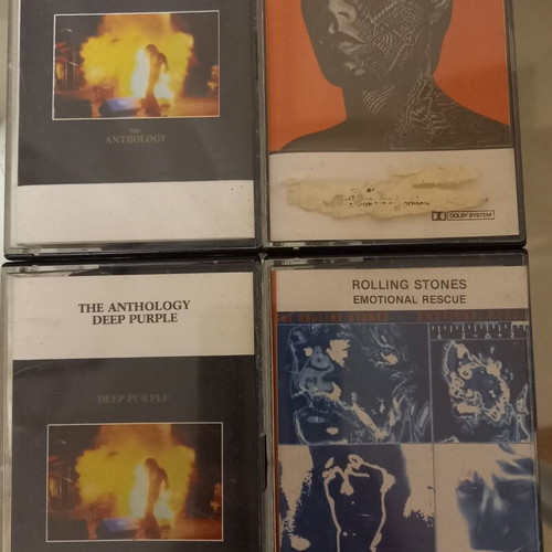 Cassette tapes used, set of 26 with Pink Floyd, Led Zeppelin, Rolling Stones