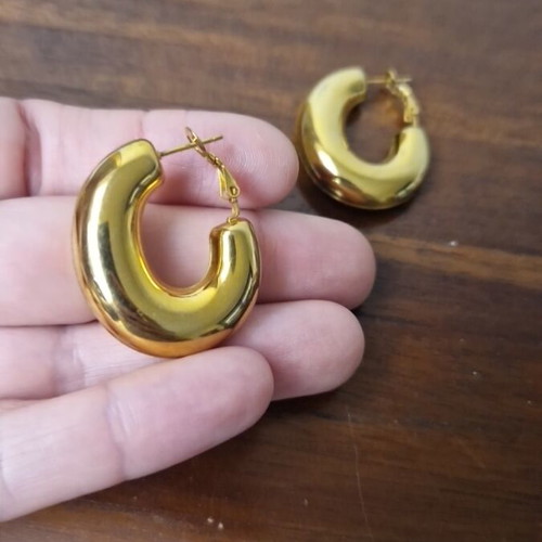 Earrings hoops like new, gold-colored
