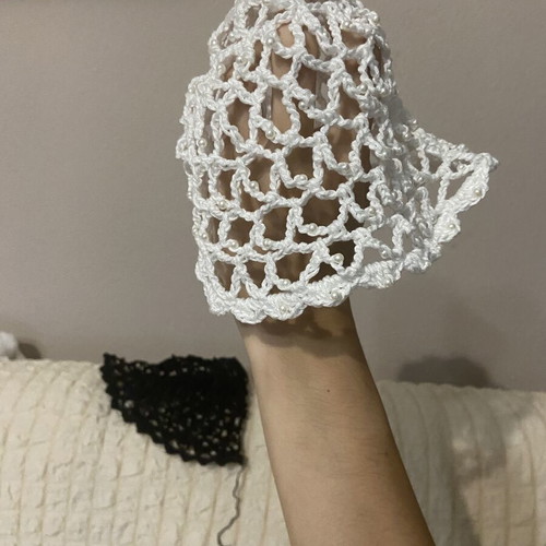 Summer hat handmade, white, one size