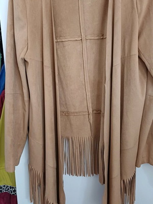 Zara boho jacket with fringes like new, beige brown