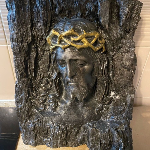 Christ image like new, handmade with fresco technique 30x40 cm