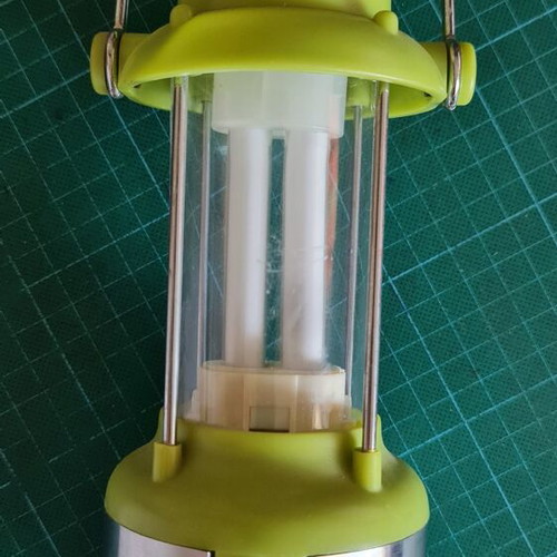Portable Camping Lamp with Compass used, LED fluorescent bulbs
