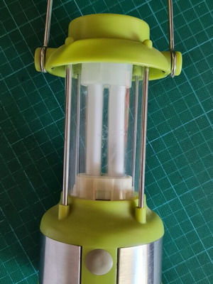 Portable Camping Lamp with Compass used, LED fluorescent bulbs