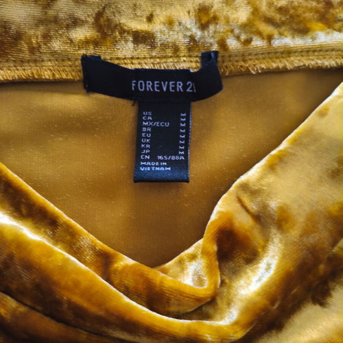 Forever 21 velvet off-the-shoulder top medium, like new, gold