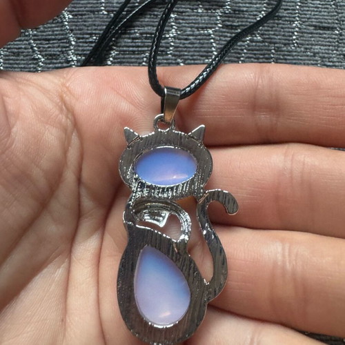 Cat necklace with opal stone new