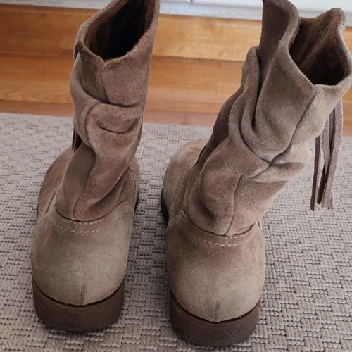 Leather Suede Beige Honey Ankle Boots Size 37 Used