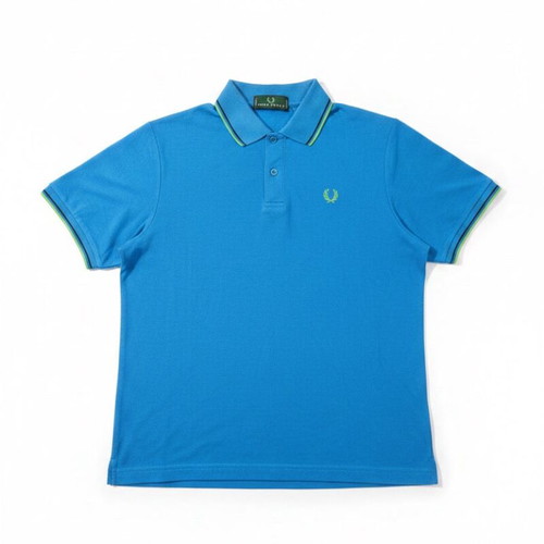 Fred Perry Polo shirt used, blue with neon green trim, size L