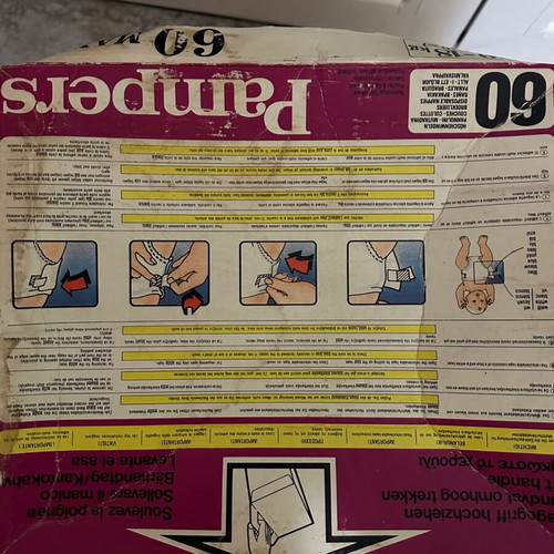 Pampers box used, large, 1970s, in very good condition