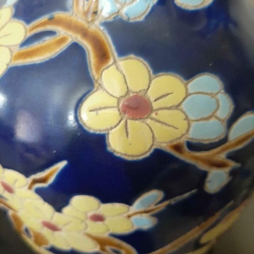 Chinese vase used, large with embossed blue decoration