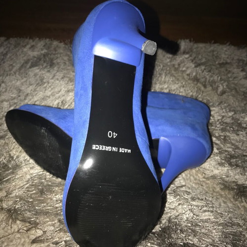 Ankle sandals new, suede leather, size 40, blue-purple