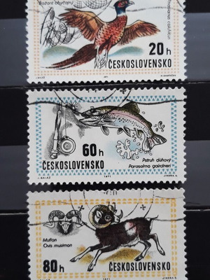 Γραμματόσημα Τσεχοσλοβακίας 1971, Θήραμα, Ζώα, Ψάρια, Πτηνά (3 τεμάχια)