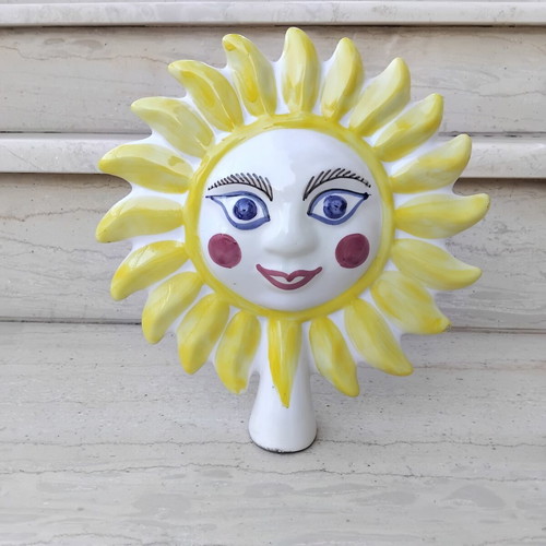 Vintage ceramic double-sided garden sun decoration, like new
