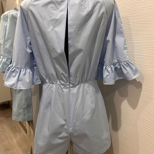 Sandro Paris jumpsuit cotton like new, size 40, white and blue
