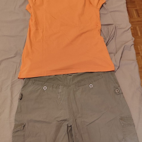 Longboard summer set: orange T-shirt & cargo shorts size 42
