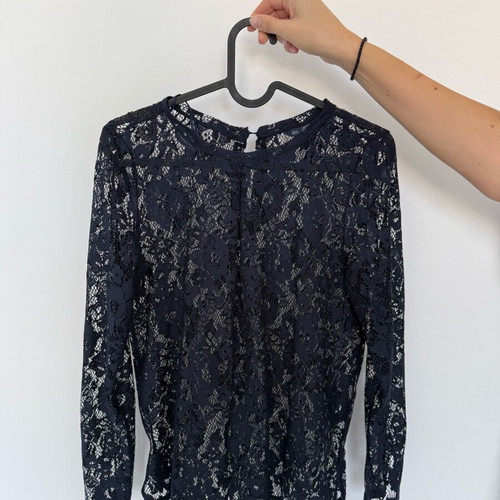 Blue black lace blouse Zara like new, size S
