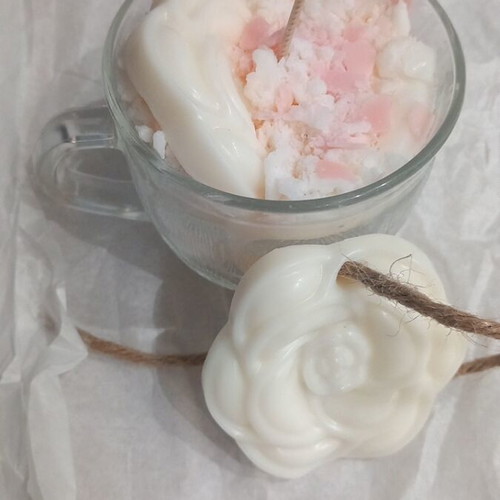 Set of handmade scented candles with decoration