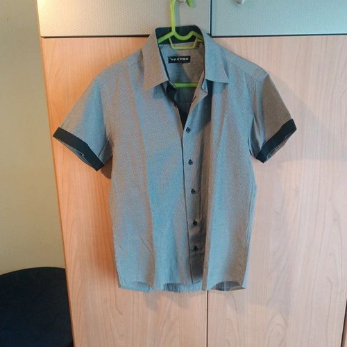 Men's short-sleeve shirt used, size M, black and white