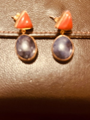 Silver 925 gold-plated earrings with lapis lazuli and coral new