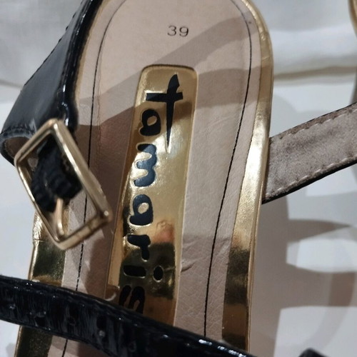 Tamaris sandals size 39 like new, gold and black