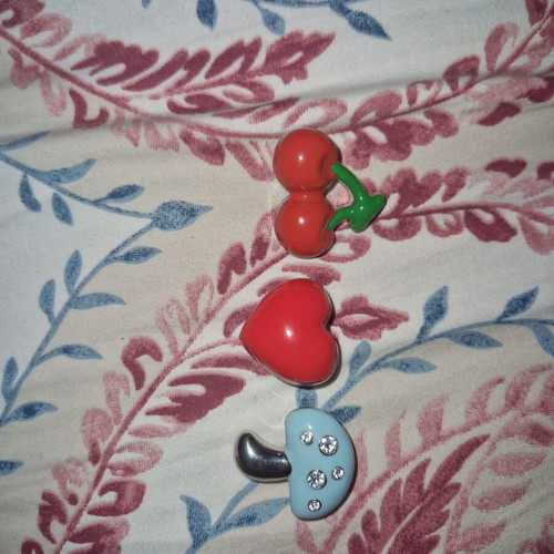 Crocs Jibbitz Charms pack of 3 new, cherries, metal mushroom & heart